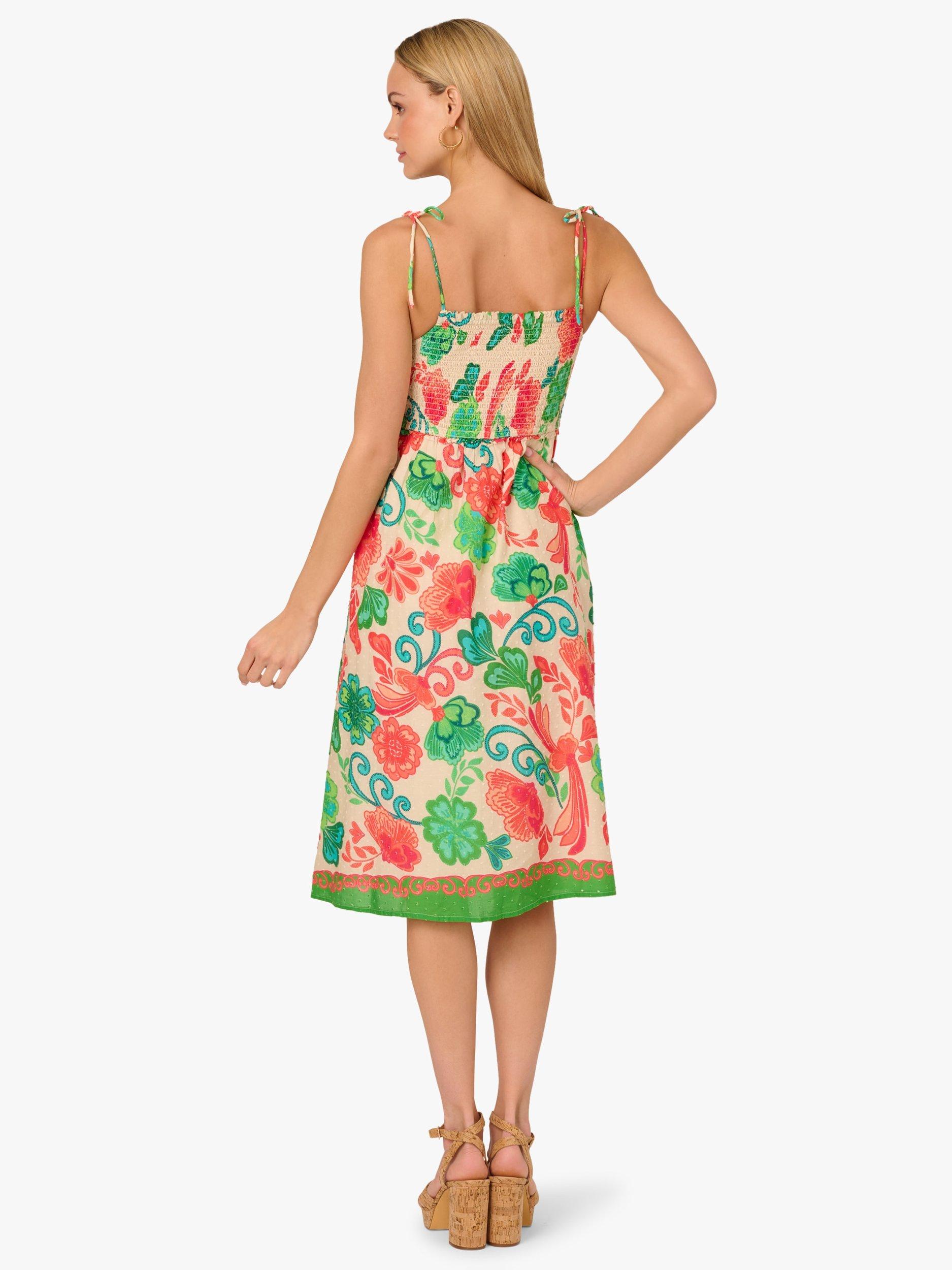 Product image 2 of 6, which shows Adrianna by Adrianna Papell Smock Floral Print Cotton Sundress, Ivory/Multi, 6