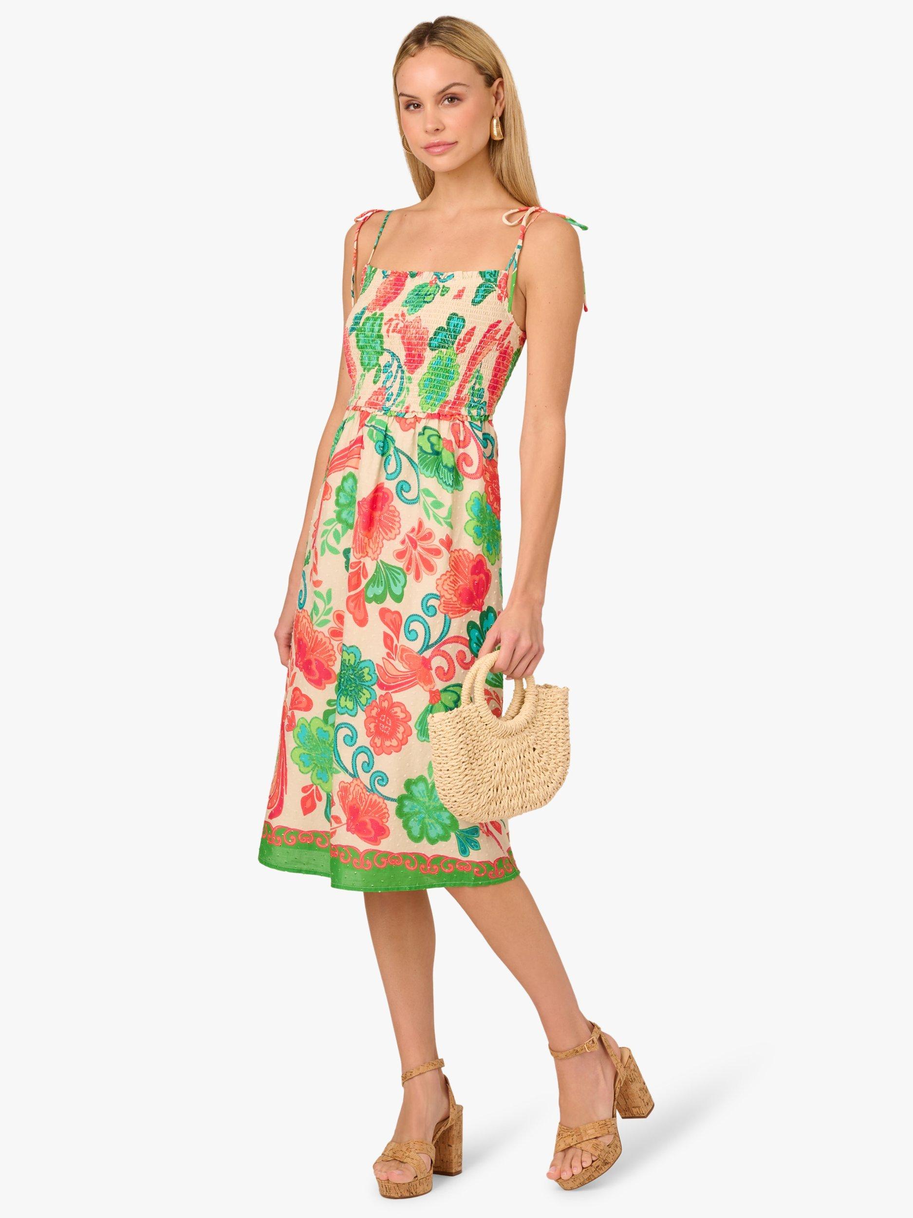 Product image 3 of 6, which shows Adrianna by Adrianna Papell Smock Floral Print Cotton Sundress, Ivory/Multi, 6