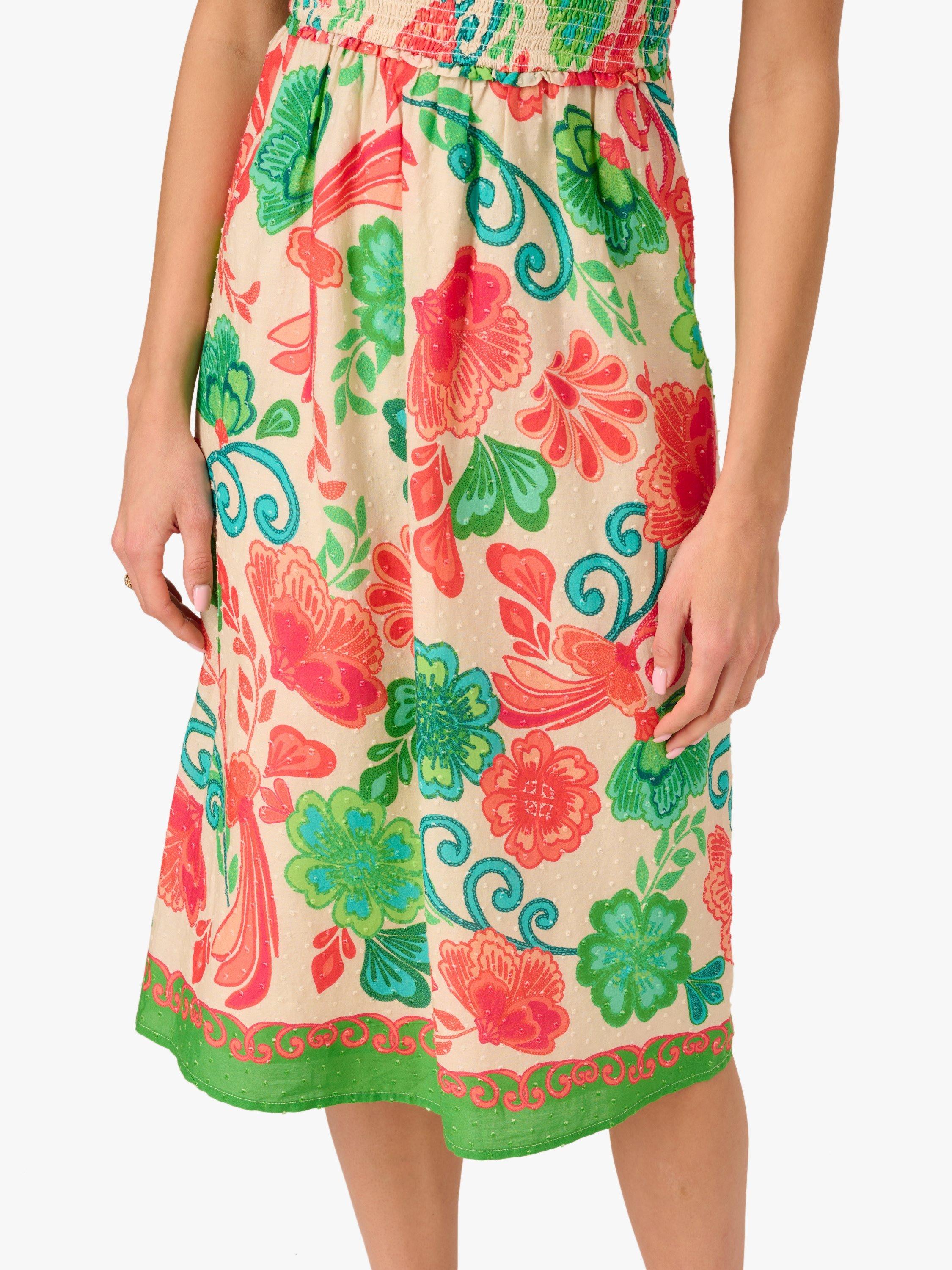 Product image 5 of 6, which shows Adrianna by Adrianna Papell Smock Floral Print Cotton Sundress, Ivory/Multi, 6