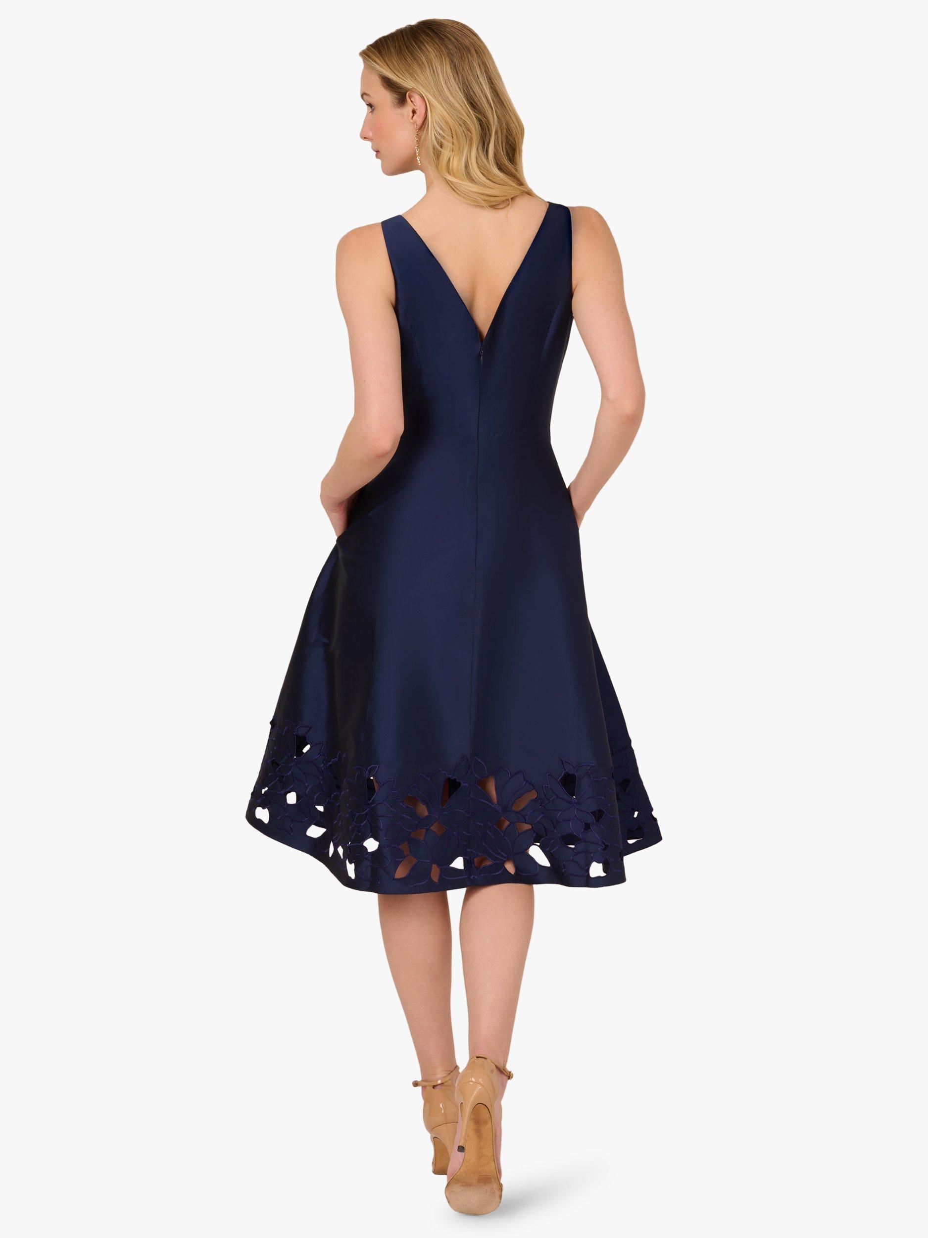 Product image 2 of 6, which shows Adrianna Papell Taffeta Floral Cutwork Dress, Light Navy, 6