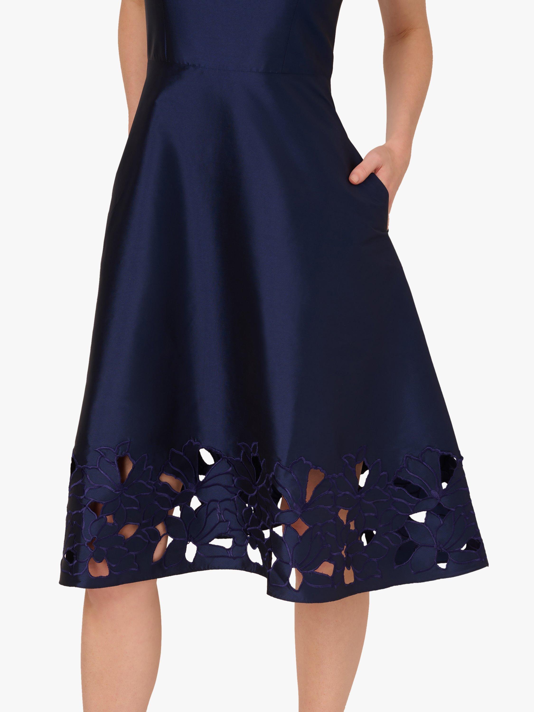 Product image 5 of 6, which shows Adrianna Papell Taffeta Floral Cutwork Dress, Light Navy, 6