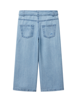 Benetton Kids' Tie Waist Denim Trousers, Sky Blue - view 2, Sky Blue