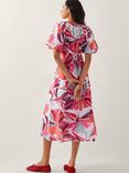 Monsoon Elana Floral Puff-Sleeve Mixed Blend Midi Dress