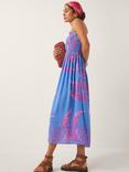 Monsoon Pamela Palm Print Sun Dress, Blue/Multi