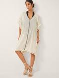 Monsoon Penny Embroidered Tassel Kaftan, Ivory/Multi