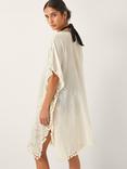 Monsoon Penny Embroidered Tassel Kaftan, Ivory/Multi