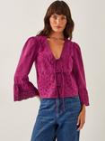 Monsoon Saoirse Floral Broderie Frill Sleeve Cotton Tie Blouse