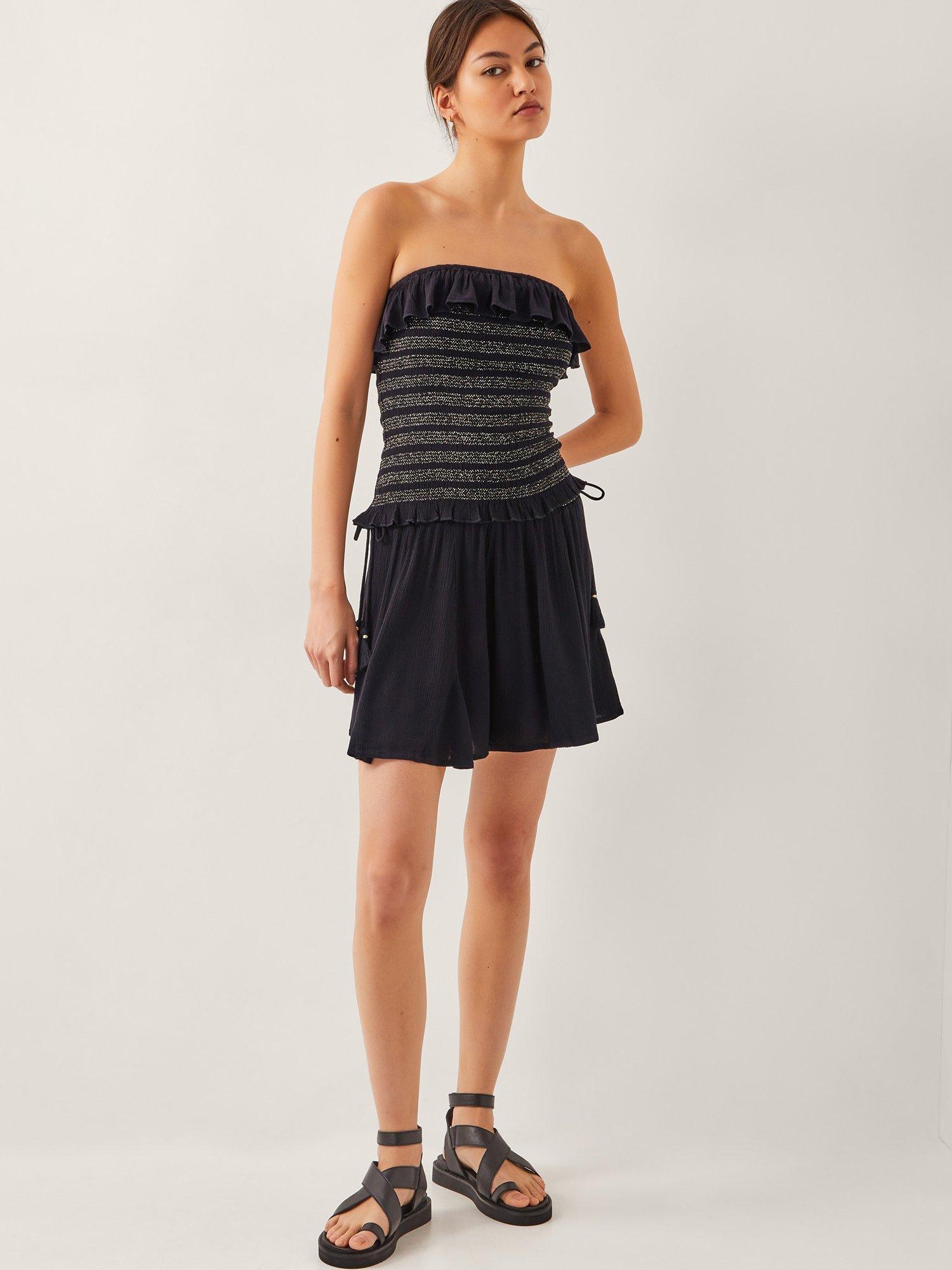 Product image 3 of 5, which shows Monsoon Heidi Striped Bandeau Top, Black/Multi, S