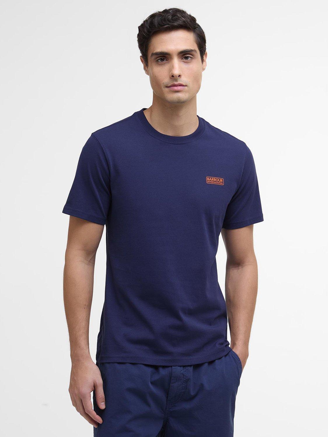 Product image 1 of 6, which shows Barbour International Cotton Regular Fit Short Sleeve Small Logo T-Shirt, Pigment Navy, S