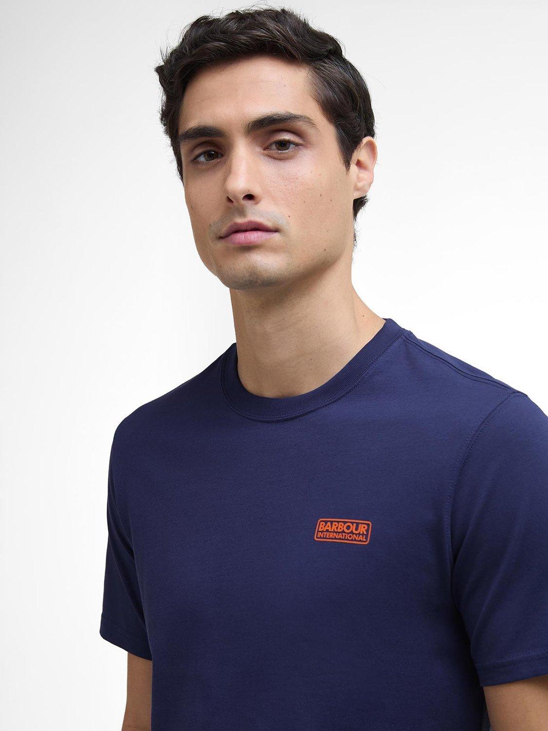Product image 5 of 6, which shows Barbour International Cotton Regular Fit Short Sleeve Small Logo T-Shirt, Pigment Navy, S