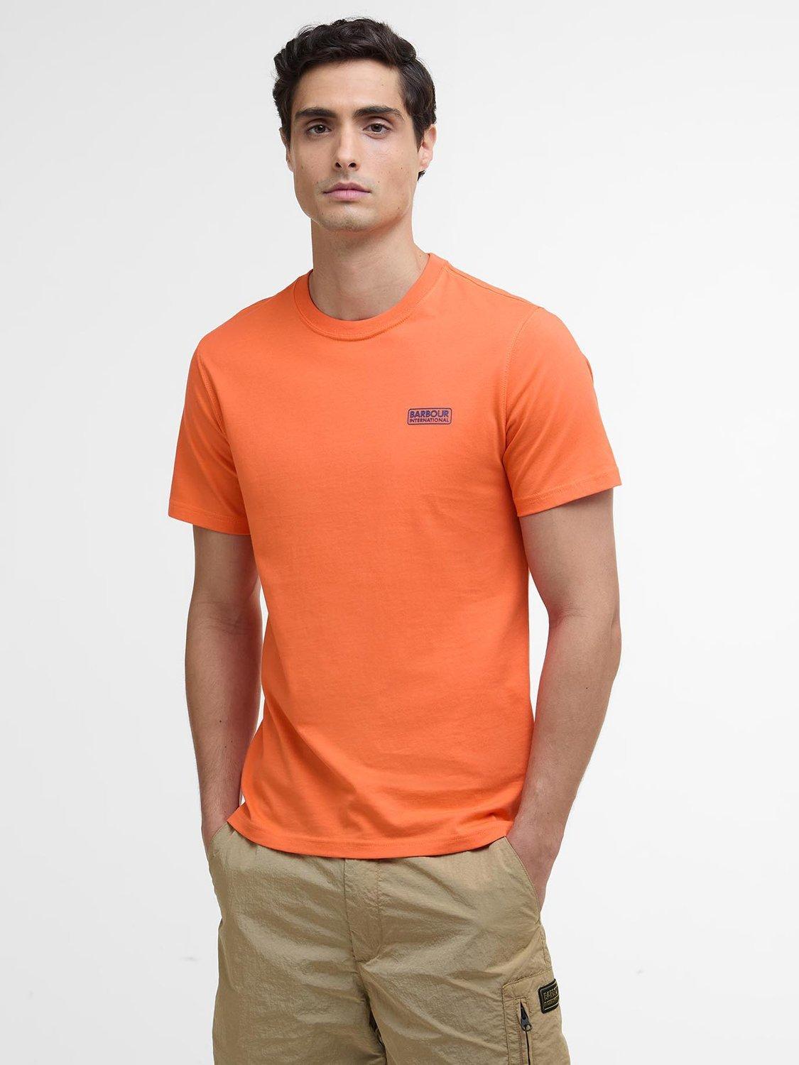 Product image 1 of 6, which shows Barbour International Cotton Regular Fit Short Sleeve Small Logo T-Shirt, Flame Orange, L