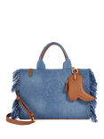 Dune Desert Canvas Fringe Tote Bag, Denim