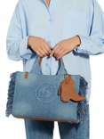 Dune Desert Canvas Fringe Tote Bag, Denim