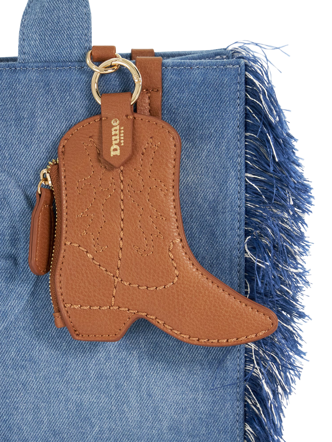 Product image 5 of 5, which shows Dune London Desert Canvas Fringe Tote Bag, Denim