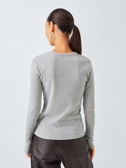 AND/OR Ribbed Long Sleeve Crew Neck Top - view 2, Grey Marl