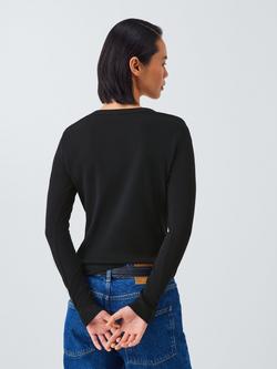 AND/OR Ribbed Long Sleeve Crew Neck Top - view 2, Black