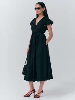 Ghost Eloise Cap Sleeve V Neck Empire Line Midi Dress - view 2, Black