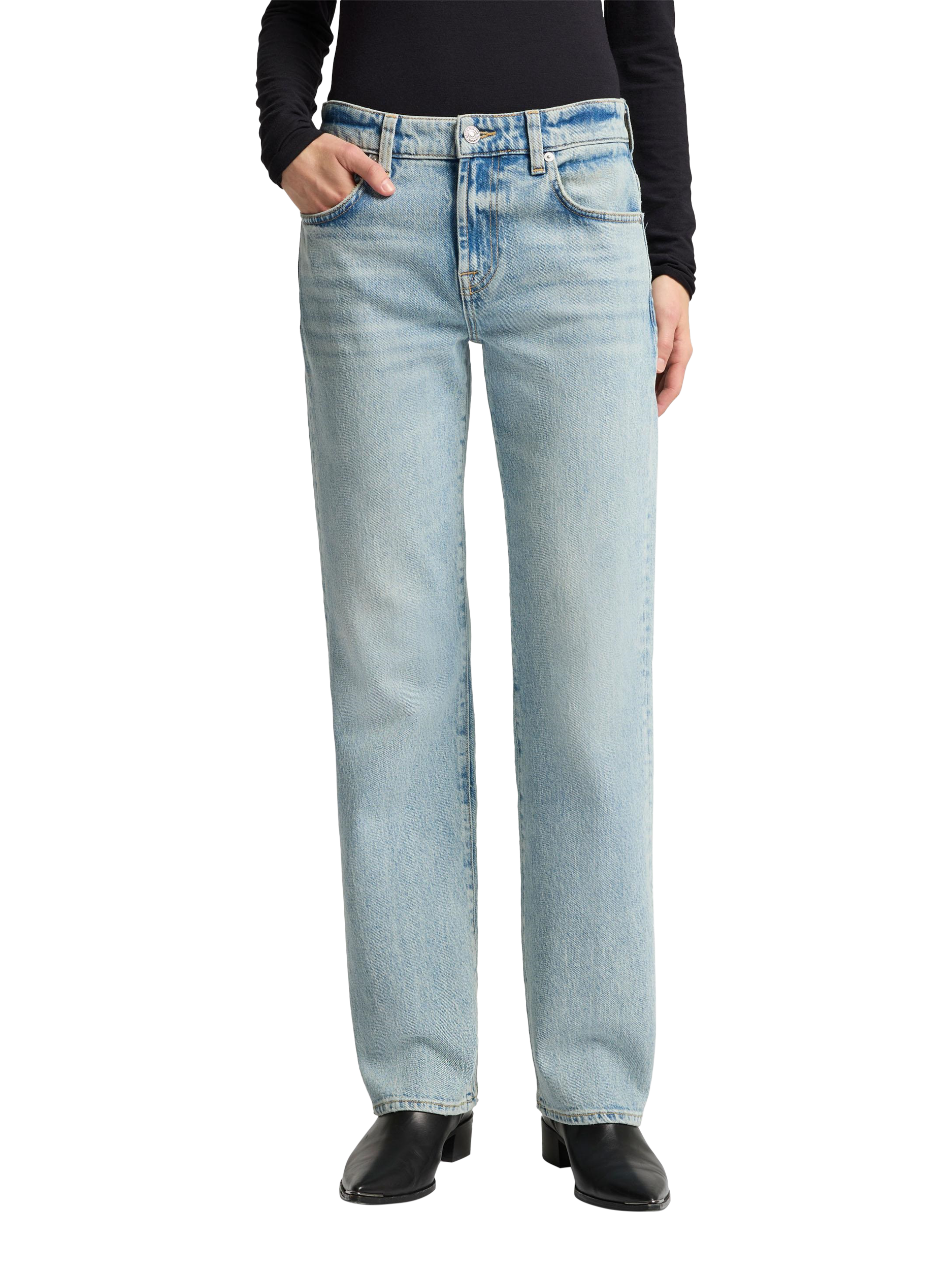 Product image 1 of 6, which shows 7 For All Mankind Calie Straight Jeans, Ode To, 24