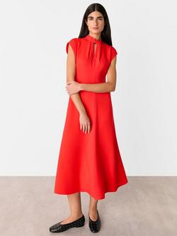 Whistles Twist Neck Crepe Midi Dress, Red, Red