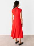Whistles Twist Neck Crepe Midi Dress, Red