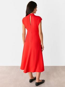 Whistles Twist Neck Crepe Midi Dress, Red - view 2, Red