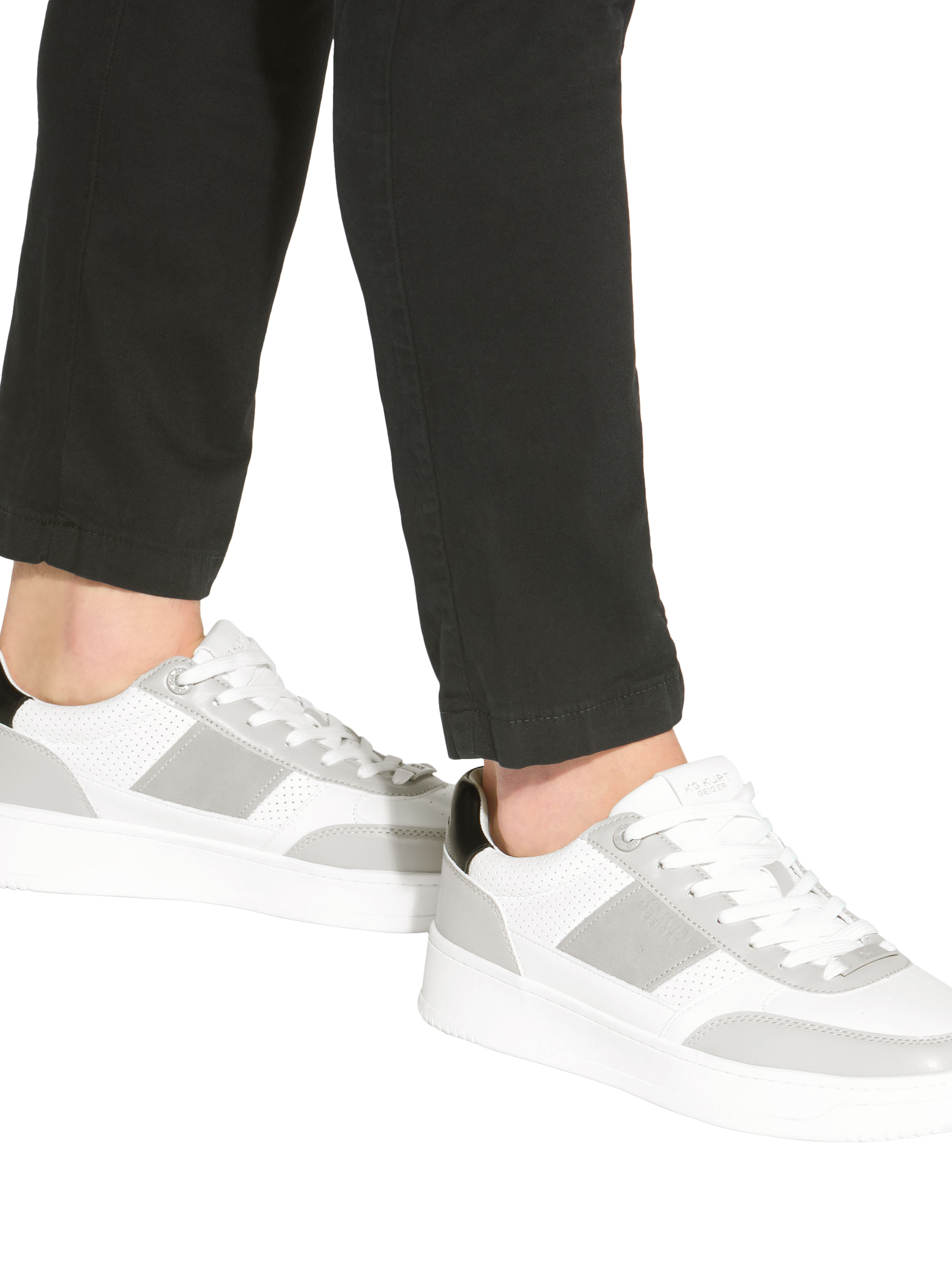 Product image 2 of 4, which shows Kurt Geiger London Jude Lace Up Trainers, White/Multi, 7