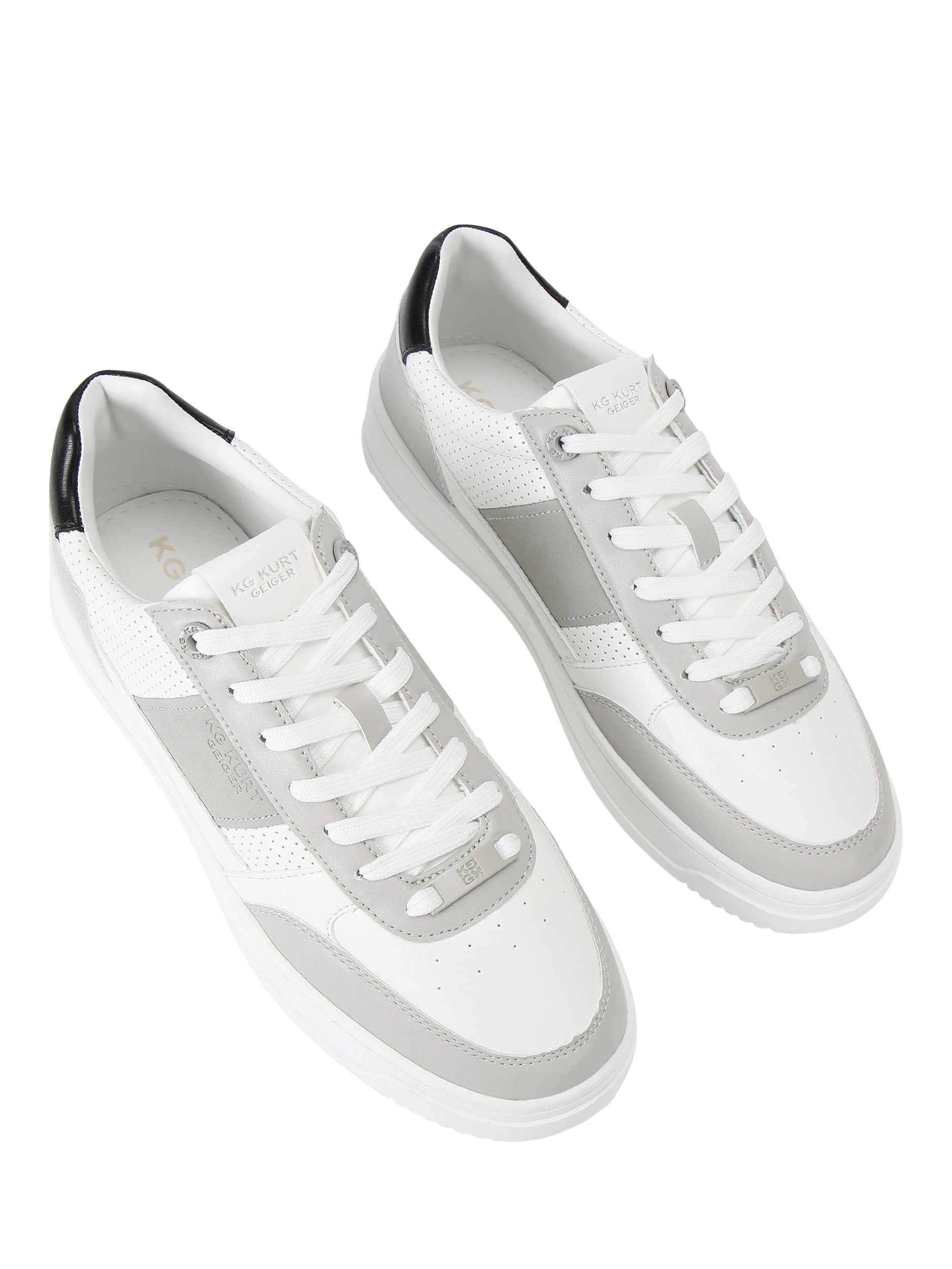 Product image 3 of 4, which shows Kurt Geiger London Jude Lace Up Trainers, White/Multi, 7