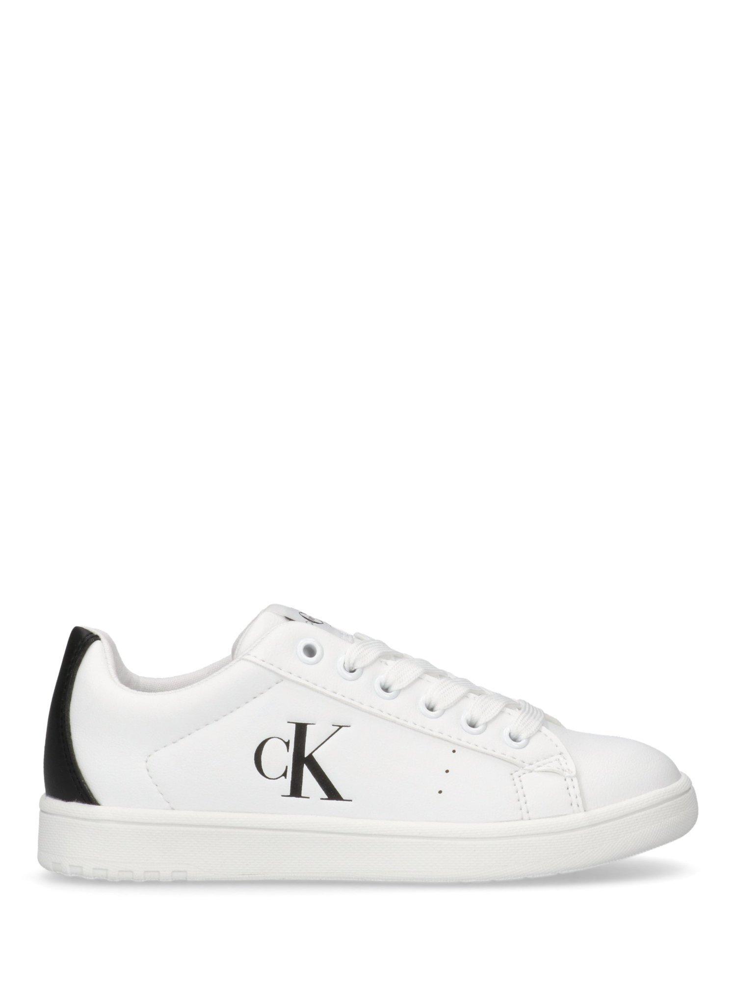 Product image 1 of 5, which shows Calvin Klein Kids' Lace Up Trainers, White/Black, EU30