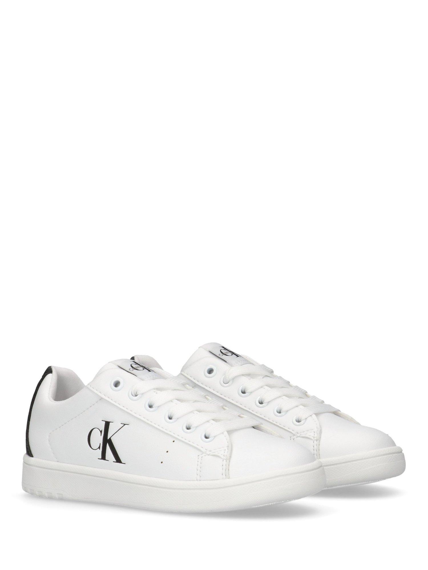 Product image 2 of 5, which shows Calvin Klein Kids' Lace Up Trainers, White/Black, EU30