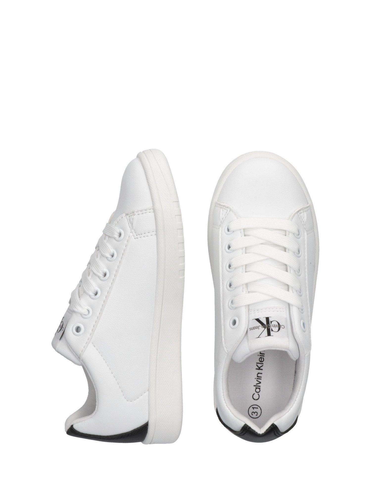 Product image 4 of 5, which shows Calvin Klein Kids' Lace Up Trainers, White/Black, EU30