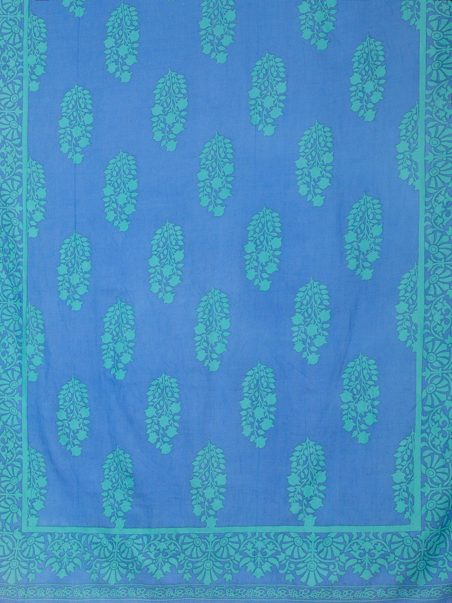 Product image 4 of 5, which shows chesca Filigree Leaf Print Scarf, Blue/Green