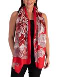 chesca Japanese Floral Garden Scarf, Red