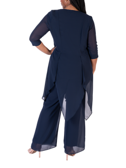 chesca Chiffon Pixie Coat, Dark Navy - view 2, Dark Navy