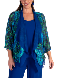 chesca Floral Shrug, Cobalt/Emerald