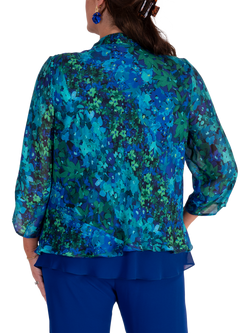 chesca Floral Shrug - view 2, Cobalt/Emerald