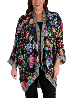 chesca Eden Floral Sparkle Shrug, Black/Multi, Black/Multi