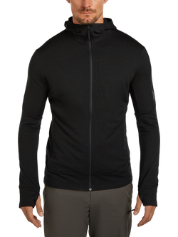 Icebreaker Men's Merino 260 Quantum Zip Hoodie, Black, Black