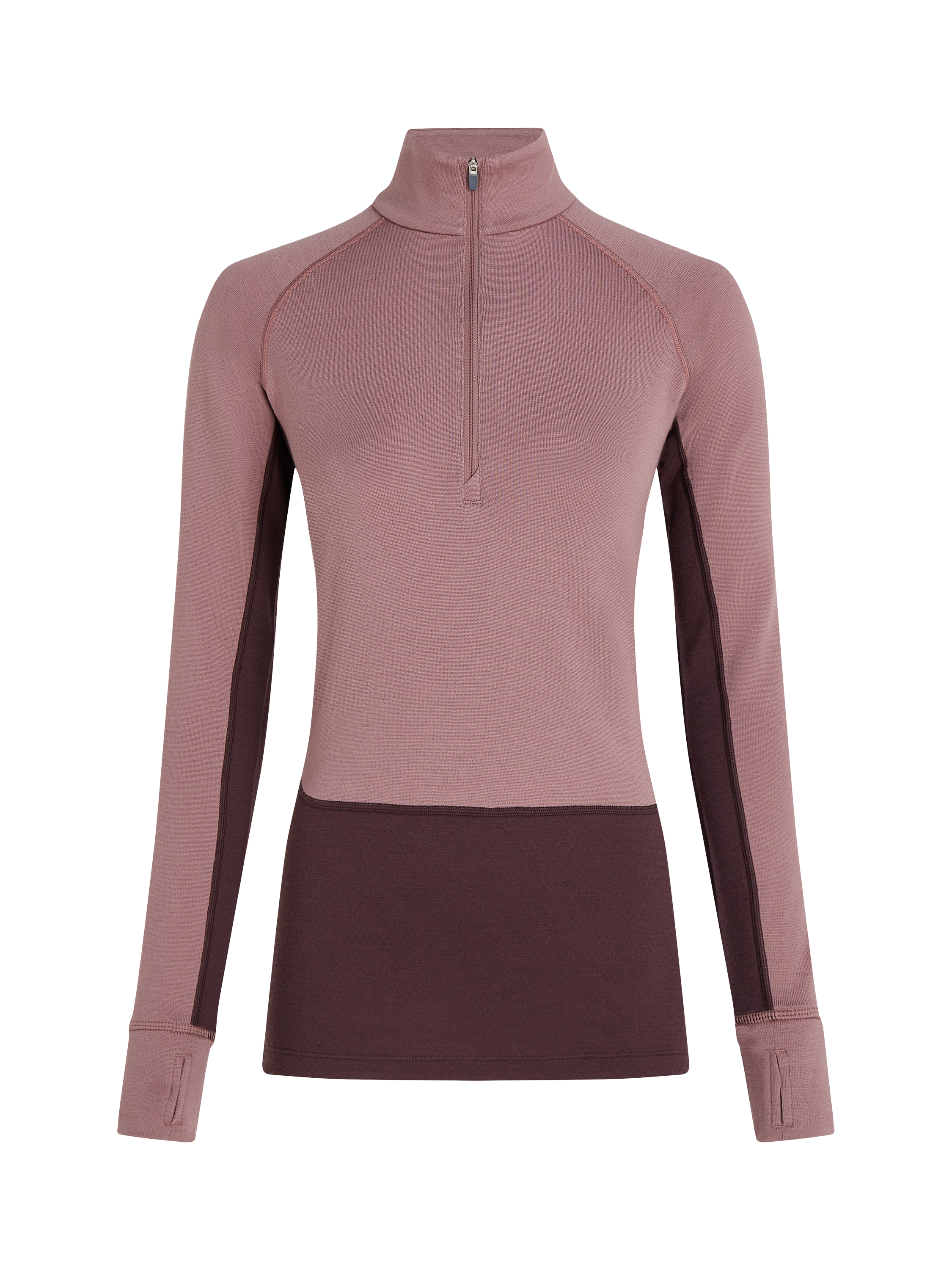 Product image 1 of 3, which shows Icebreaker Women's Merino 260 ZoneKnit™ Long Sleeve Half Zip Base Layer, Java/Summit, 14|16