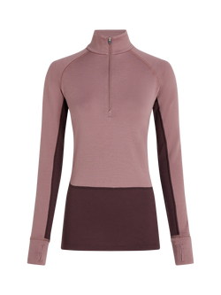 Icebreaker Women's Merino 260 ZoneKnit™ Long Sleeve Half Zip Base Layer, Java/Summit, Java/Summit