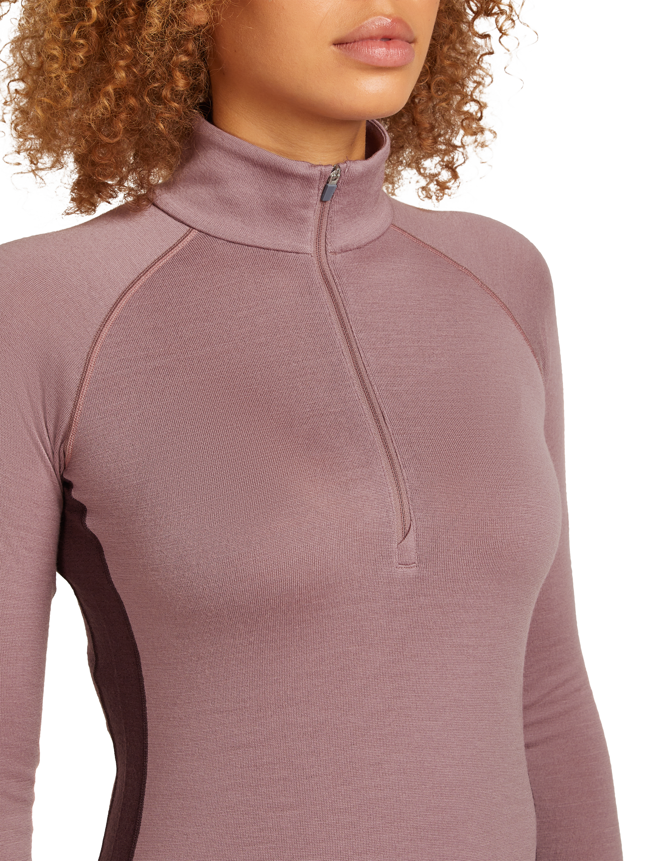 Product image 2 of 3, which shows Icebreaker Women's Merino 260 ZoneKnit™ Long Sleeve Half Zip Base Layer, Java/Summit, 14|16