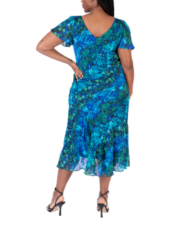 chesca Floral Midi Dress - view 2, Cobalt/Emerald