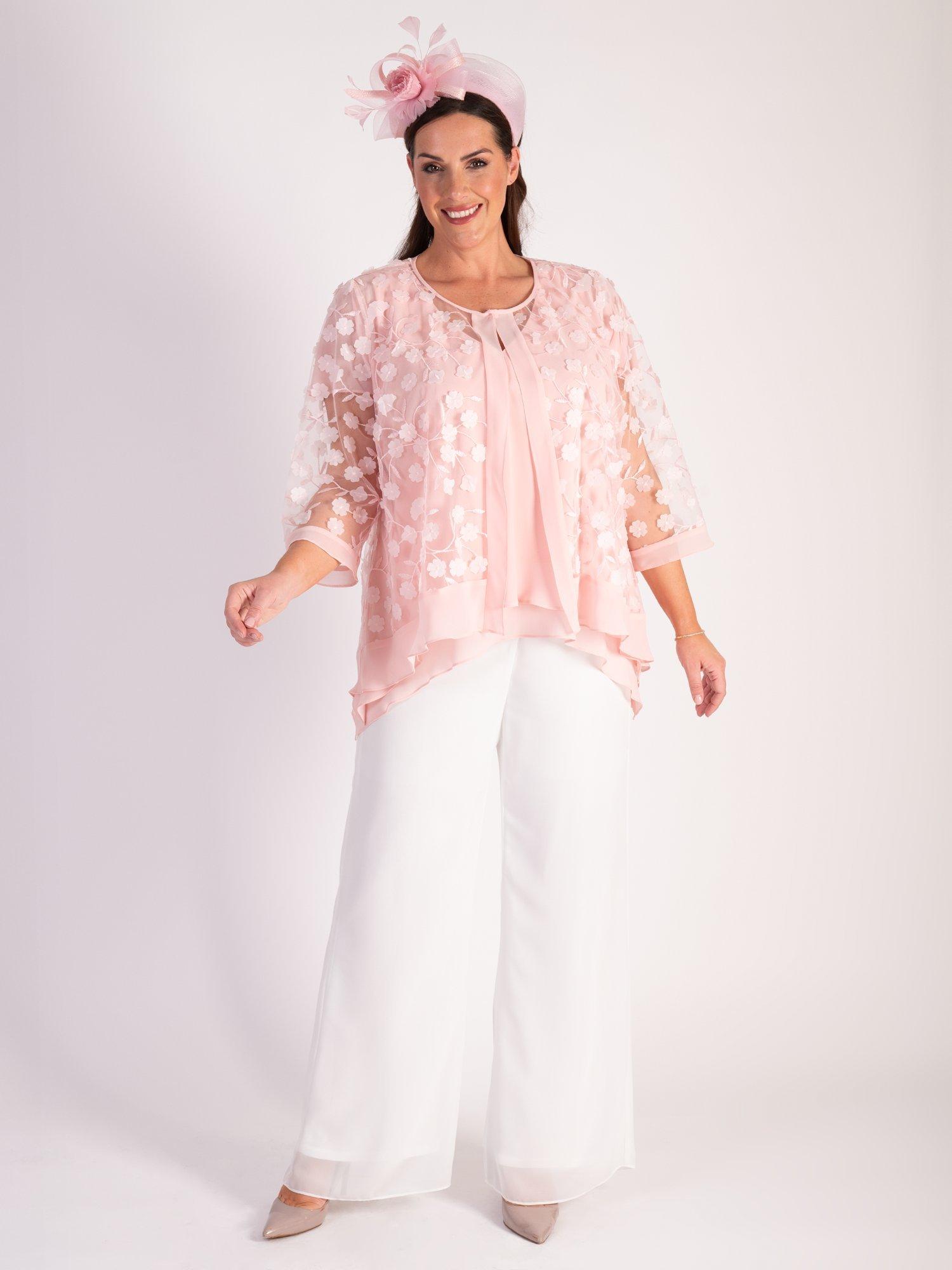 Product image 8 of 8, which shows chesca Jersey Lined Chiffon Trousers, Ivory, 14