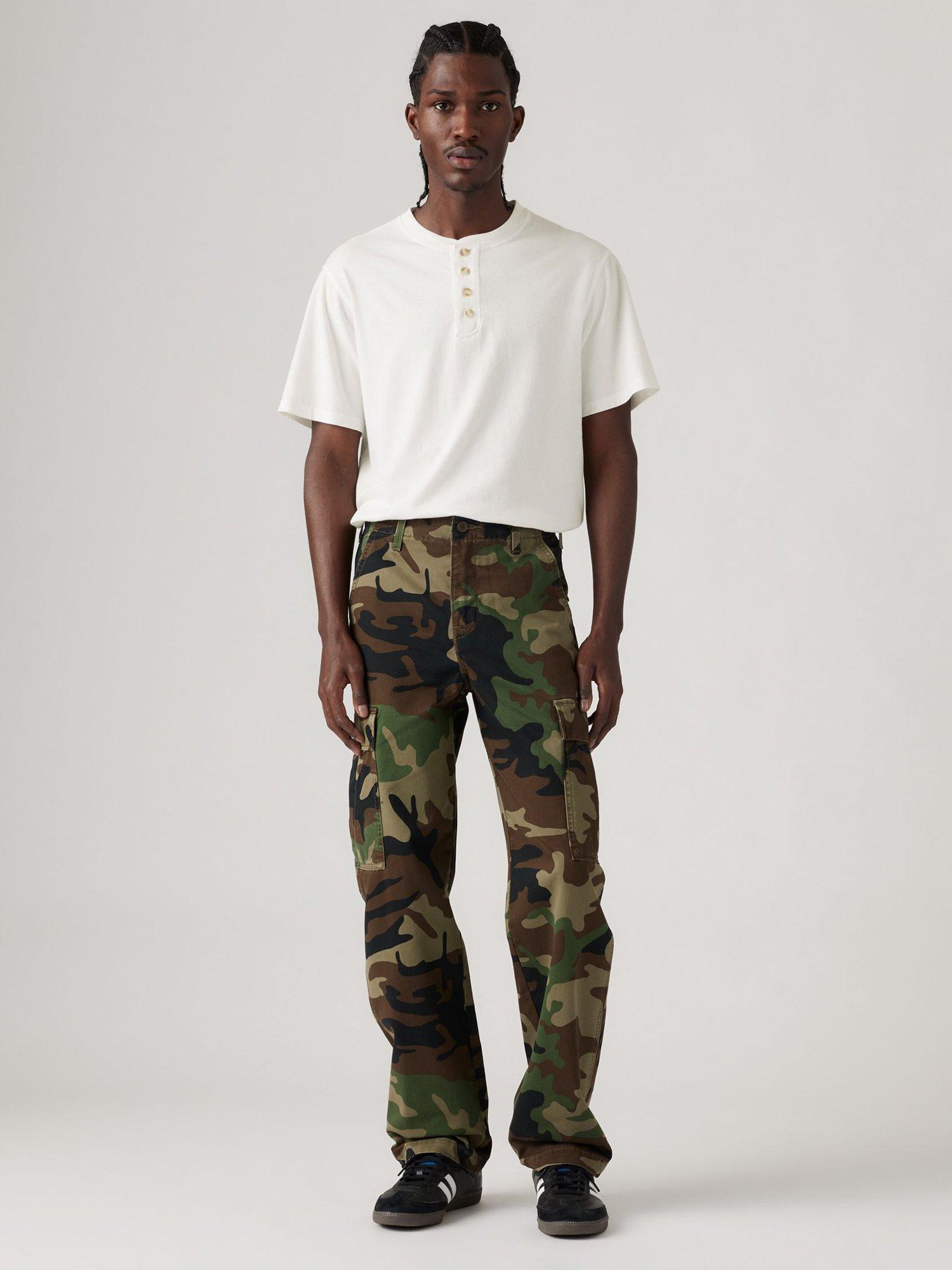 Product image 1 of 4, which shows Levi's XX Straight Fit Camo Cargo Trousers, Phalarope Camo, 30R