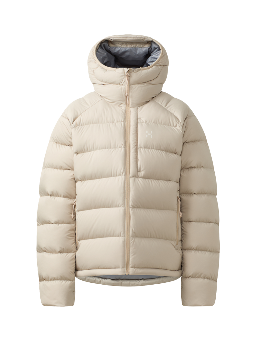 Product image 9 of 10, which shows Haglöfs Rosson Down Hooded Jacket, Chalk Beige, XS