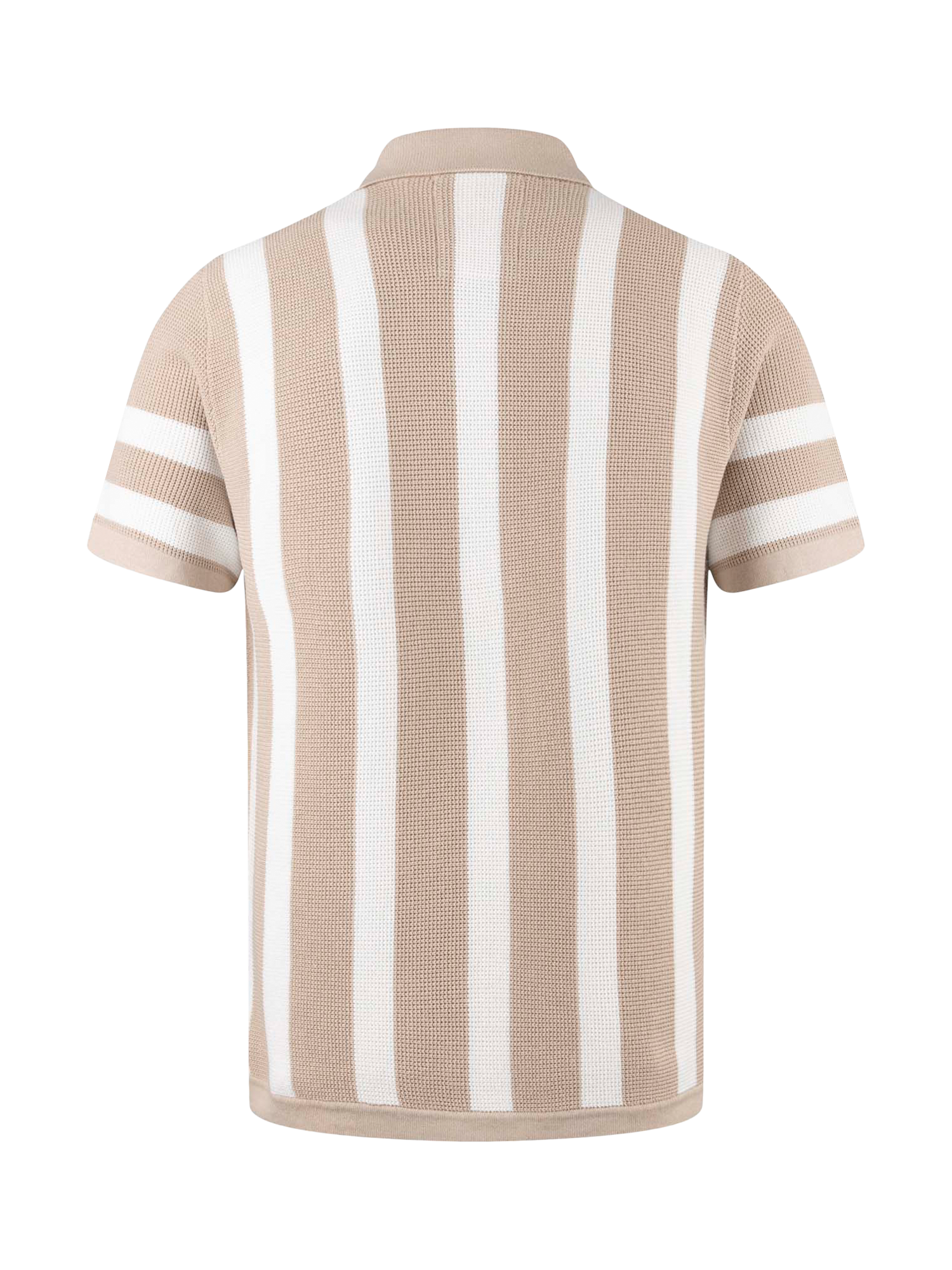 Product image 5 of 9, which shows LUKE 1977 Deck Stripe Knitted Polo Shirt, Dark Ecru/White, S