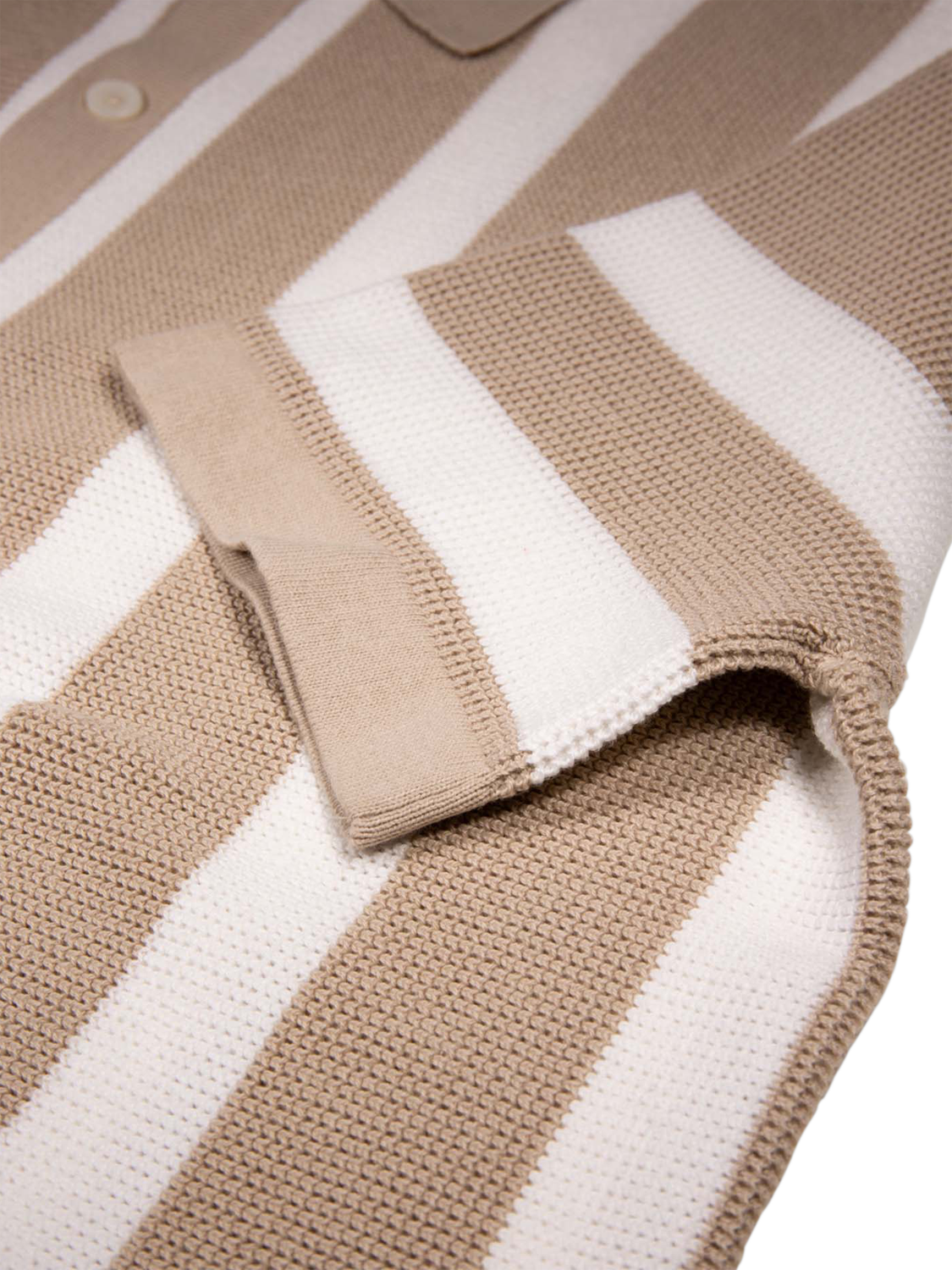 Product image 9 of 9, which shows LUKE 1977 Deck Stripe Knitted Polo Shirt, Dark Ecru/White, S