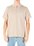 LUKE 1977 Waffle On Cotton Blend Regular Fit Short Sleeve Polo Shirt, Stone