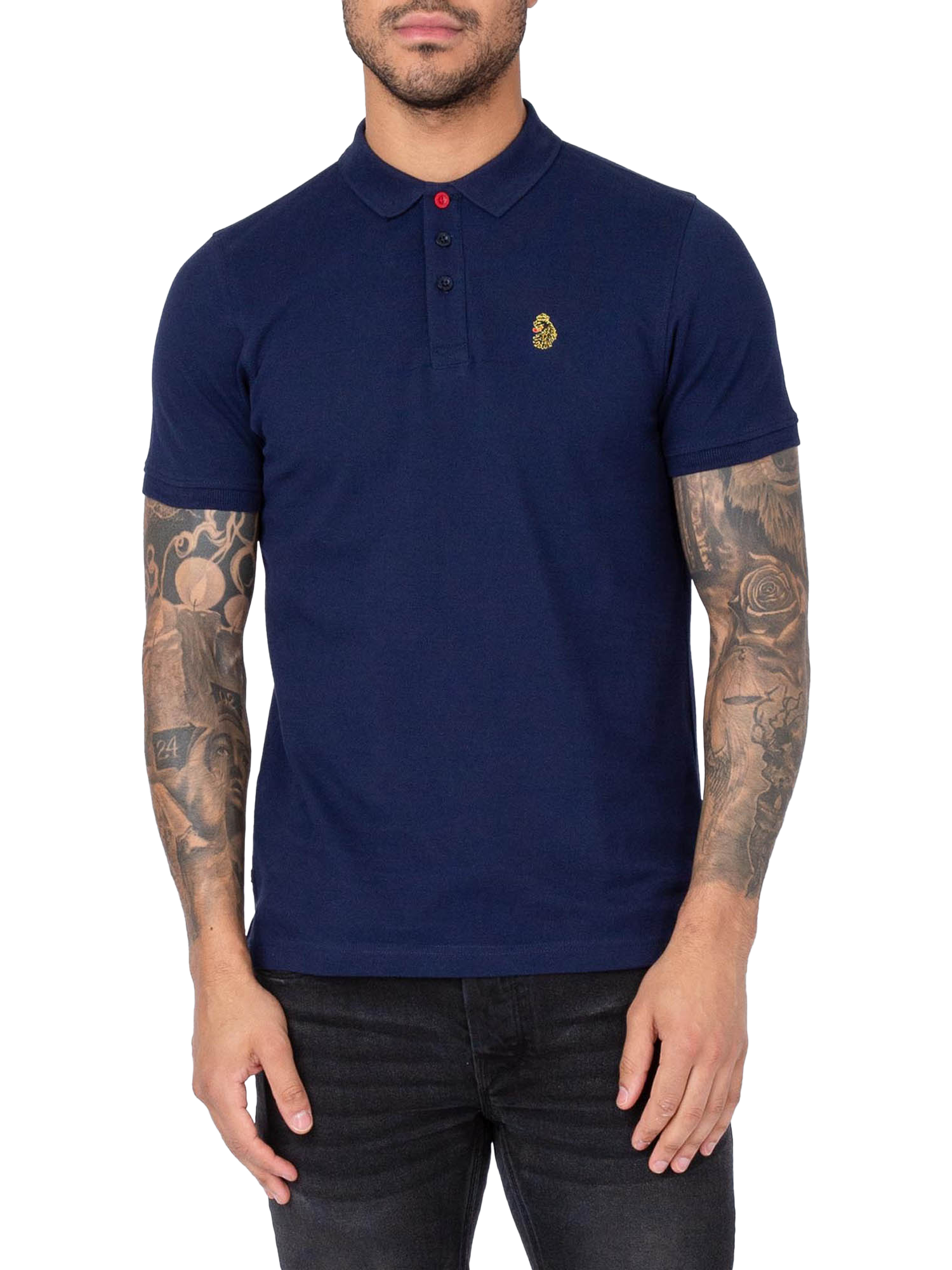 Product image 1 of 6, which shows LUKE 1977 Williams Cotton Regular Fit Short Sleeve Polo Shirt, Navy B, S