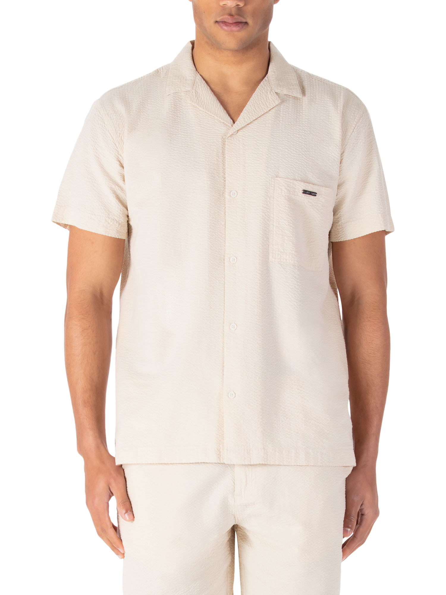 Product image 1 of 7, which shows LUKE 1977 Millook Cotton Short Sleeve Shirt, Dark Ecru, S