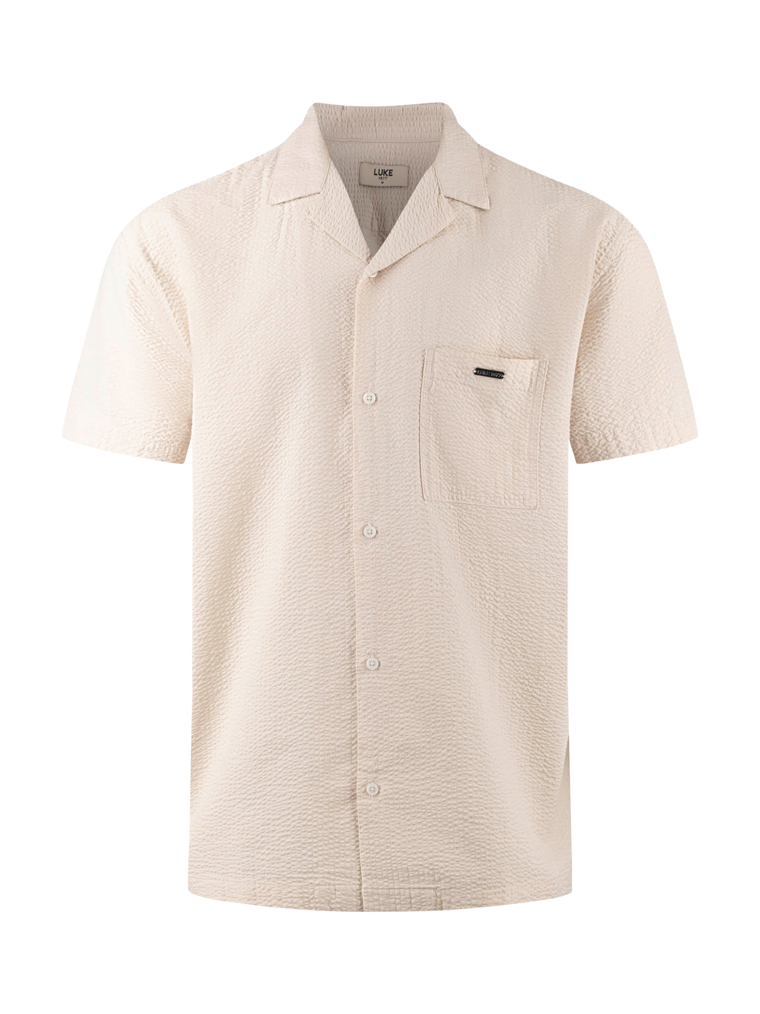 Product image 4 of 7, which shows LUKE 1977 Millook Cotton Short Sleeve Shirt, Dark Ecru, S